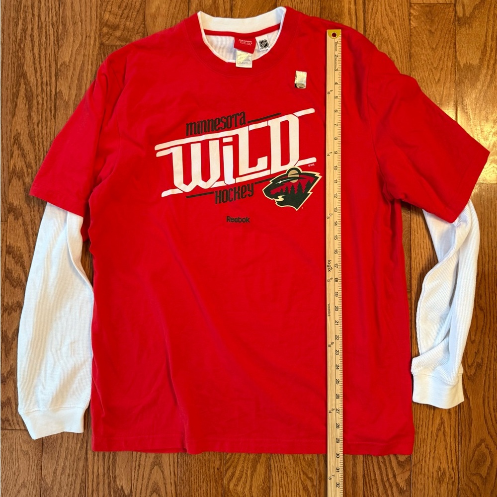 Minnesota Wild Men's NHL Shirt XL Reebok Face off Collection Red Long Sleeve